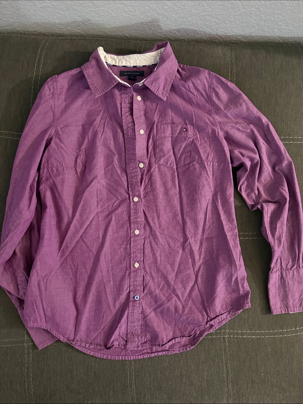 Tommy Hilfiger Fitted Purple Long-Sleeve Button-Down Shirt